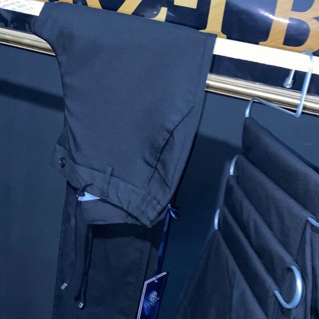 Belden Lastikli ve İpli Siyah Keten Pantolon