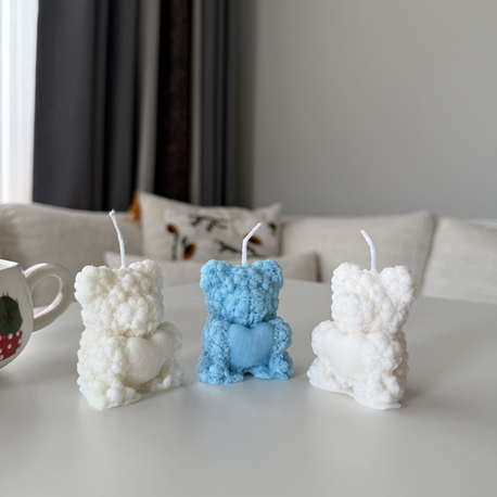 Ayıcık Model Vegan ve Vanilya Kokulu Doğal Soya Wax Mum(adet)