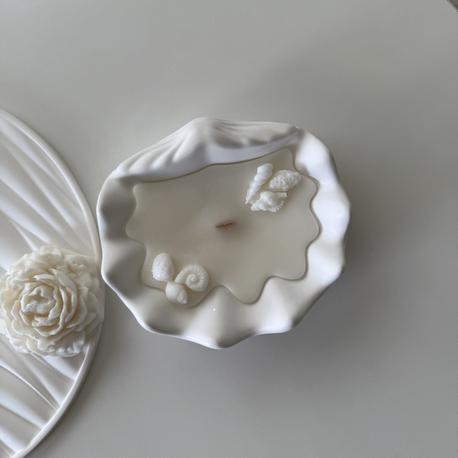 Büyük Deniz Kabuğu Mumluk Vegan ve Vanilya Kokulu Doğal Soya Wax Mum