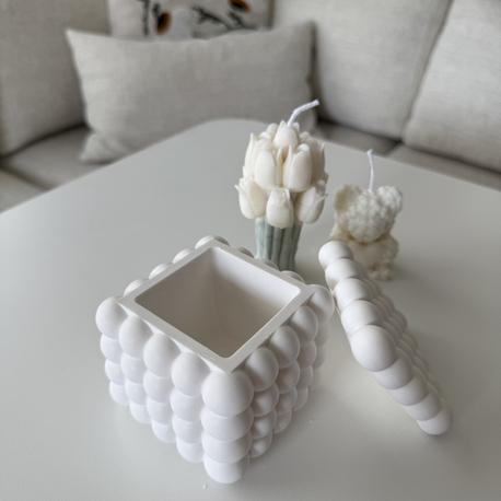Kapaklı Bubble Model Taş Tozu Takı/Mum Tabağı
