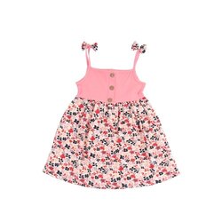 İp askılı pamuk elbise / pembe