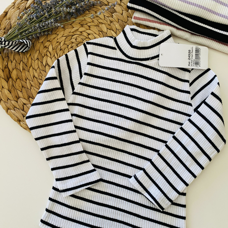 Balıkçı yala çizgili body / beyaz çizgili