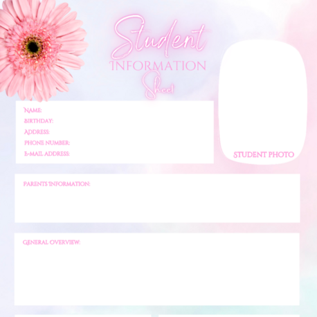 STUDENT INFORMATION SHEET