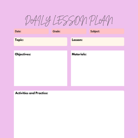 MINIMAL DESIGN LESSON PLANNER