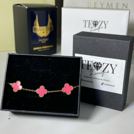 Vintage Alhambra Van Cleef bilezik, 5 motif PEMBE-GOLD