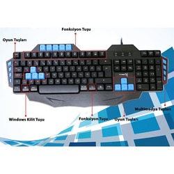 Turbox TR-G1 USB Kablolu Mavi/Siyah Multimedya Standart Q Klavye