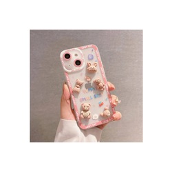 Apple Iphone 13 Uyumlu Bear And Rabbit Silikon Kılıf - Pembe