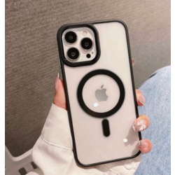 Iphone 14 PRO MAX Magsafe Destekli Şeffaf Kılıf, Siyah
