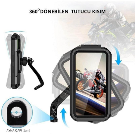 NUKRO TECH  M18-53 DÖKÜM AYNA DİBİ BAĞLANTILI SU GEÇİRMEZ TELEFON TUTUCU