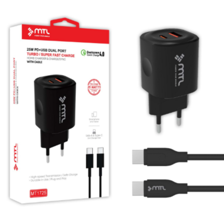 25W QC 4.0 SÜPER TURBO TYPE-C PORT+USB PORT TYPE-C TYPE-C ŞARJ CİHAZI