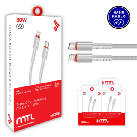 30W LİGHTNİNG TO TYPE-C PD ŞARJ DATA
