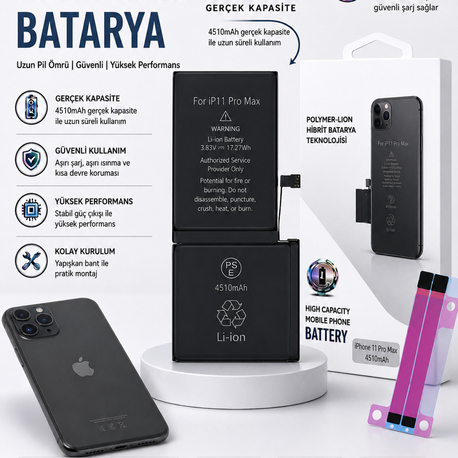 iPhone 11 Promax Yüksek Amperli Batarya(4510mAh)