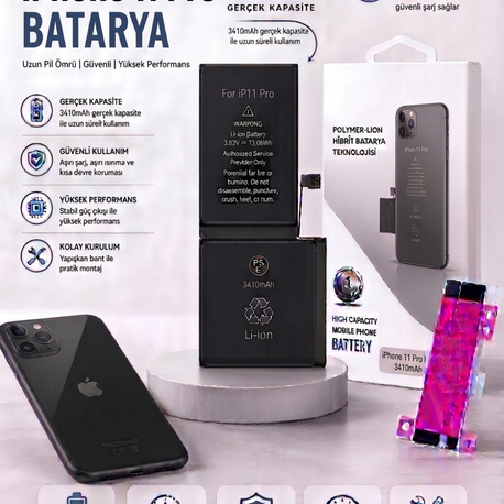 iPhone 11 Pro Yüksek Amperli Batarya (3410mAh)