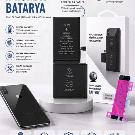 iPhone X Yüksek Amperli Batarya (3510 mAh)