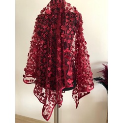 BORDO KOMPLE 3D ÇİÇEKLİ DUVAK