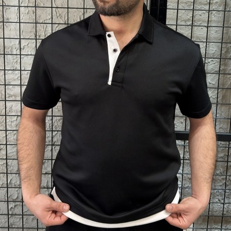 Oversize Oysho Kumaş Polo Yaka Siyah T-Shirt