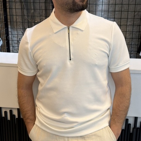 Regular Fit Polo Yaka Fermuarlı %100 Pamuk T-shirt