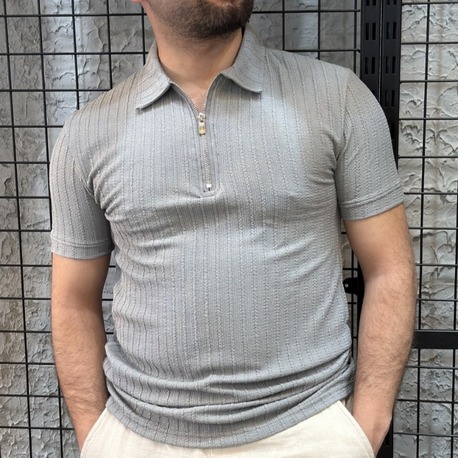 Gri Triko Polo Yaka T-Shirt