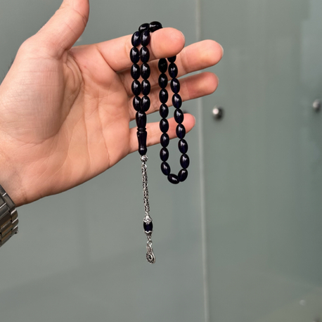 GÜMÜŞ PÜSKÜLLÜ KEHRİBAR TESBİH