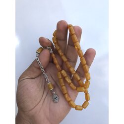 7-12.1 MM GÜNLÜK BOY FULL DAMARLI OSMANLI AYARINDA SIKMA KEHRİBAR MİKRON GÜMÜŞ KAPLAMA PÜSKÜL İLE