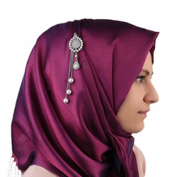 İncili Gümüş Rengi Lüx Şal Eşarp İğnesi (ST004)