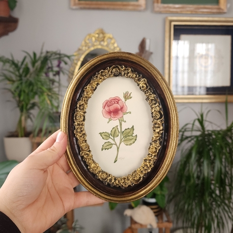 Güllü Oval Çerçevede Şukufe 