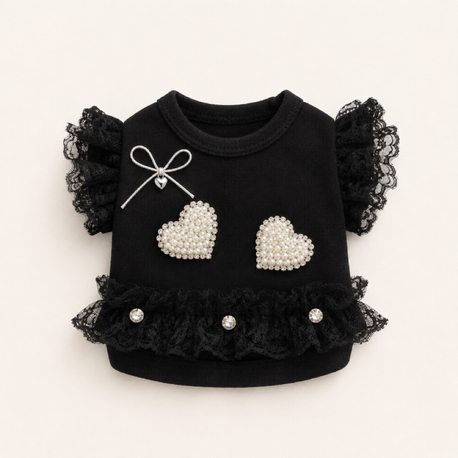 Pearl Heart Black Köpek Tişörtü