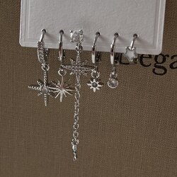 Silver Kutup Yıldızı Küpe Seti