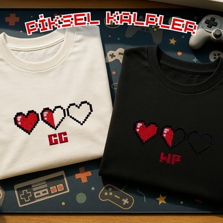 PİKSEL KALPLER Tişört