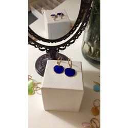 alice blue cobalt mavi çelik halka küpe