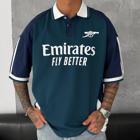 ARSENAL OVERSİZE POLO YAKA T-SHİRT / PETROL