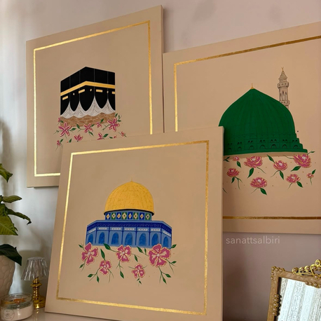 Üç mescid çiçekli ve Ayasofya 