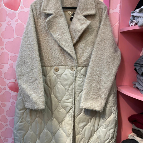 Leopar astarlı yün kapitone kaban
