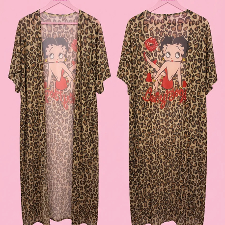 Leopar desenli Betty Boop pareo