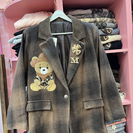 Ayıcık işli ekose blazer