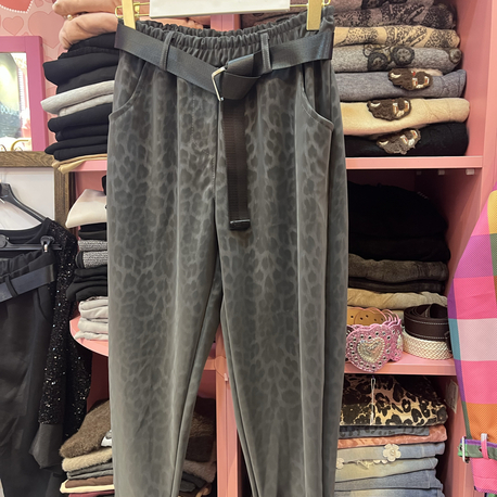 İtalyan güderi leopar desen pantolon