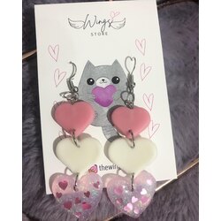 Triptych Hearts Küpe