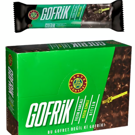 Kahve Dünyası Gofrik Antep Fıstıklı Bitter Çikolata Kaplamalı Gofret 33 g X 24'lü Pake
