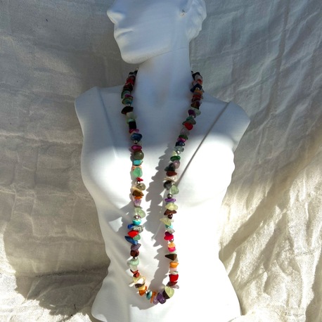 Handmade necklace featuring a unique mix of natural stones