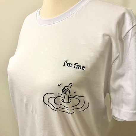 I’m fine” Nakışlı Beyaz Unisex T-shirt