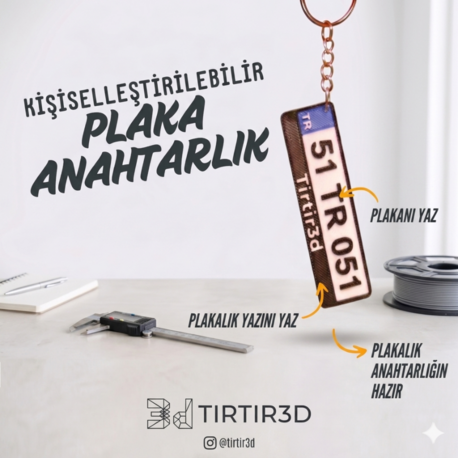 Kişiye Özel Plakalı Anahtarlık - 3D Tasarım