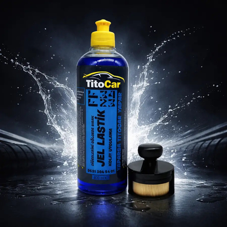VİP FF3423 Lastik Jel 600 ml + Hazneli Lastik Parlatma Fırçası Siyah