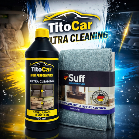 TitoCar Genel Amaçlı Temizleme Sıvısı 750 ml & Suff Mikrofiber Temizlik (Kuaför) Bezi 40x40cm