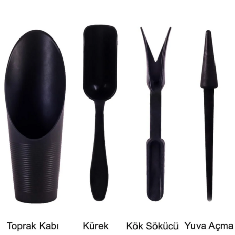  Kaktüs Dikim Seti 4 Parça Toprak Kabı Kürek Kök Sökücü Yuva Açma