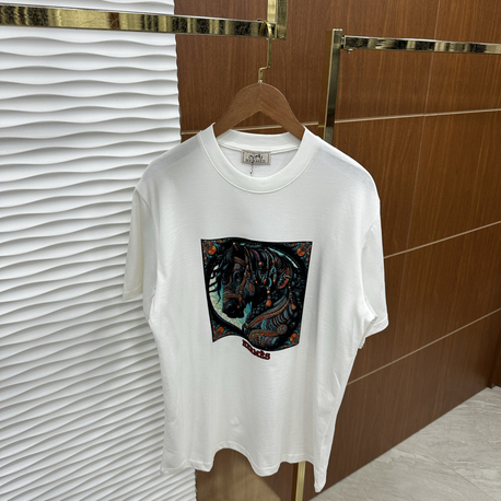 HERMES Flok Baskılı İthal Beyaz Tişört