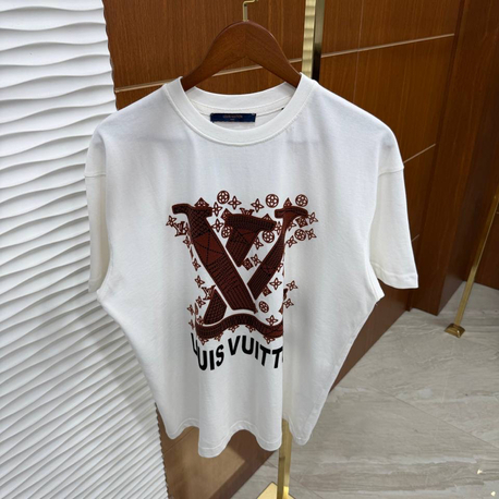 LV Baskılı İthal Beyaz Tişört