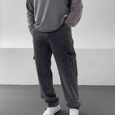 Füme baggy Kargo cepli pantolon 