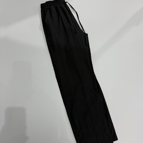 Siyah tasarım keten pantolon 