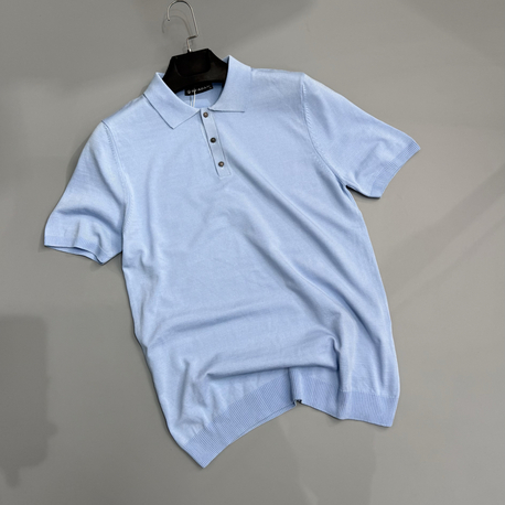 Açık mavi triko polo yaka 