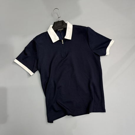 Lacivert fermuar polo yaka 